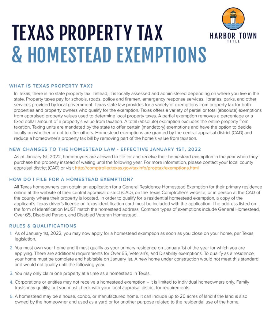 Texas Property Tax & Homestead Exemptions